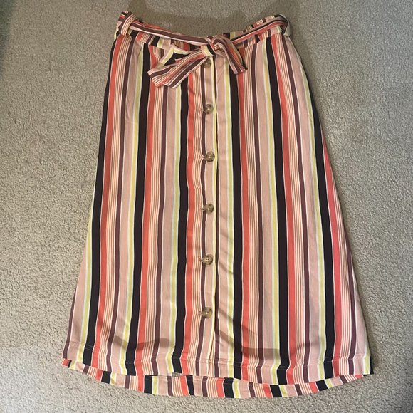 Striped Buttoned Midi Maxi Skirt - Picture 1 of 4